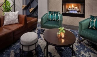 Lounge area and workspace at Hilton Garden Inn Washington DC Downtown.