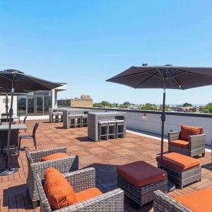 Rooftop terrace perfect for coworking at Hampton Inn Chicago North/Loyola Station.