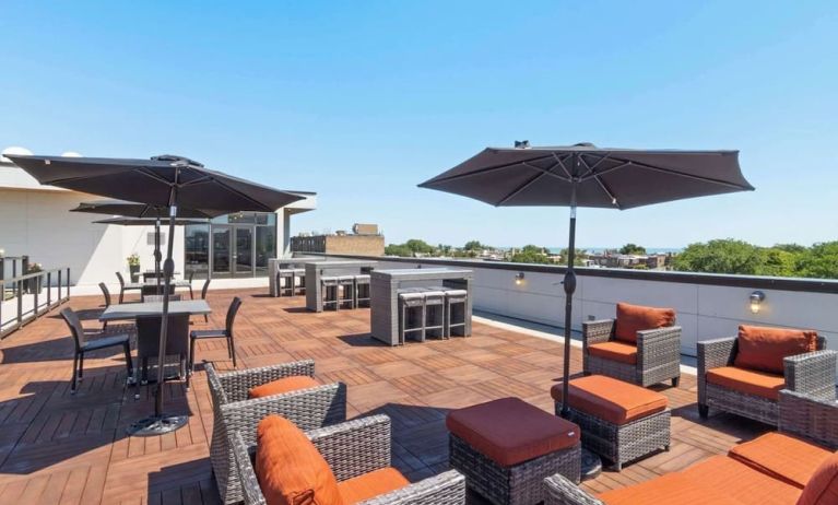 Rooftop terrace perfect for coworking at Hampton Inn Chicago North/Loyola Station.