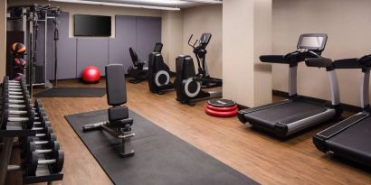 Fitness center at Hilton Brooklyn New York.