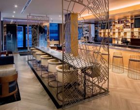 Hotel bar perfect for coworking at Hilton Brooklyn New York.