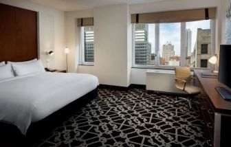 Spacious day use room with work desk at Hilton Brooklyn New York.