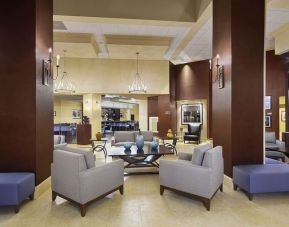 Lobby and coworking lounge at DoubleTree By Hilton Orlando Downtown.
