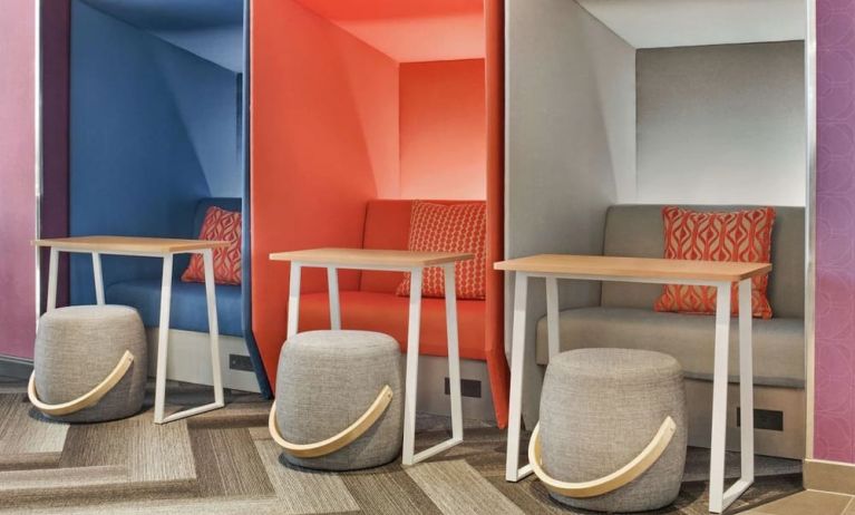 Comfortable and sound-proof workspace cubicles at Tru By Hilton Milwaukee Brookfield.