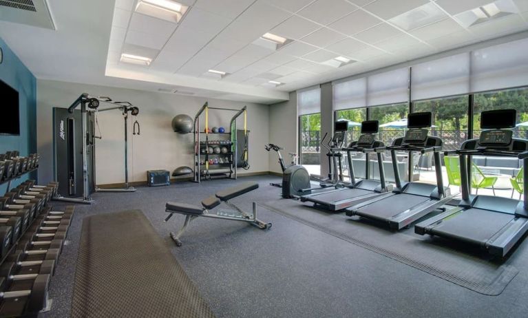 Fitness center at Hampton Inn & Suites Sunnyvale Silicon Valley.