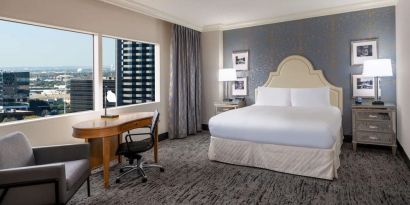 Day room with work desk at Hilton Dallas Lincoln Centre.