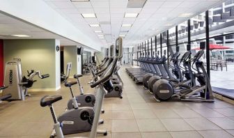 Well-equipped fitness center at Hilton Atlanta.