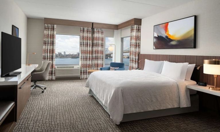 Spacious day use room with work desk at Hilton Garden Inn Camden Waterfront Philadelphia.
