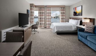 Spacious day use room with living area at Hilton Garden Inn Camden Waterfront Philadelphia.