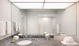 Guest bathroom with shower at DoubleTree By Hilton Sonoma Wine Country.