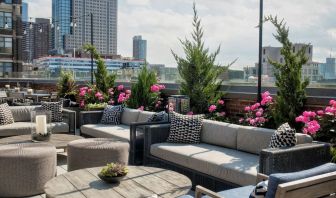 Rooftop lounge with city view at Arlo SoHo.