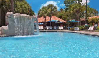 Waterfall in the lagoon pool of the DoubleTree By Hilton Orlando At SeaWorld.