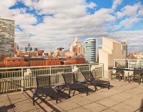 Seats in the rooftop of the Hilton Philadelphia At Penn's Landing.