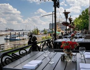 Beautiful outdoor terrace by the river at Hilton Philadelphia At Penn's Landing.