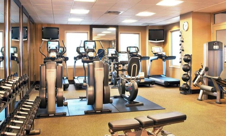 Fully equipped fitness center at Hilton Philadelphia At Penn's Landing.