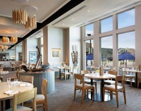 Dining area perfect for coworking at Hilton Philadelphia At Penn's Landing.