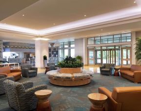 Spacious and comfortable lobby workspace at Hilton Philadelphia At Penn's Landing.