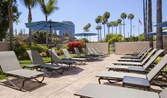 Beautiful sun deck perfect as workspace at Embassy Suites By Hilton San Diego-La Jolla.