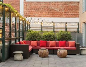 Comfortable furniture in the courtyard of the Hilton Garden Inn Washington DC/Georgetown Area.