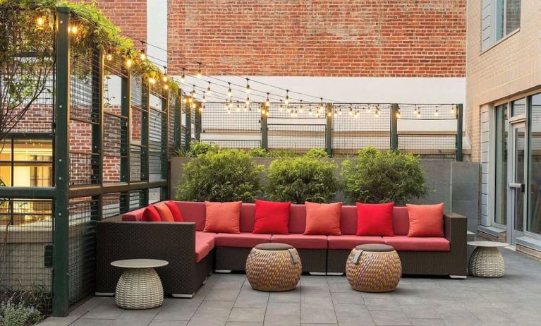 Comfortable furniture in the courtyard of the Hilton Garden Inn Washington DC/Georgetown Area.