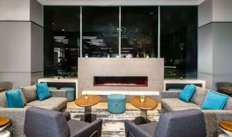 Lobby lounge with fireplace at Sonesta Columbus Downtown.