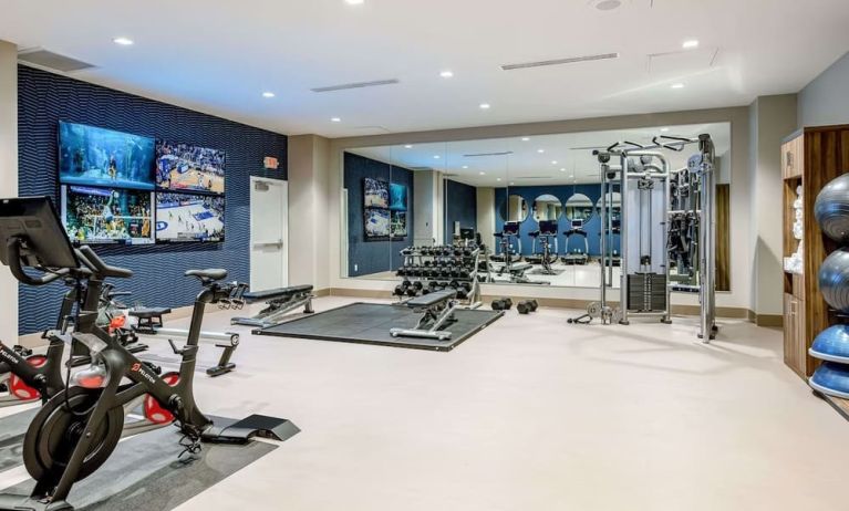 Fully equipped fitness center at Sonesta Columbus Downtown.