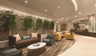 Lobby and coworking lounge at Hyatt Place West End Georgetown.