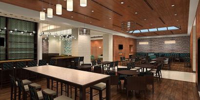 Dining area perfect for coworking at Hyatt Place West End Georgetown.