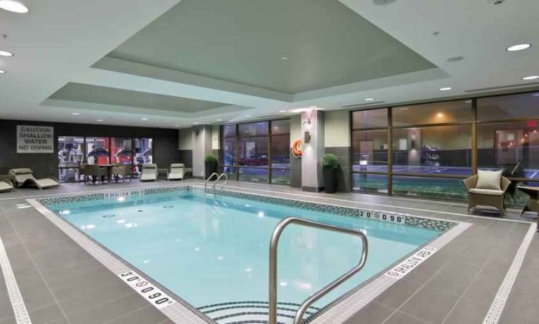 Indoor pool area where to relax after a busy working day at the Hampton Inn by Hilton Toronto Airport Corporate Centre.