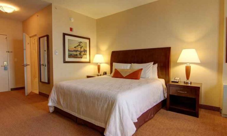 Spacious and comfortable king room at the Hilton Garden Inn Calgary Airport.