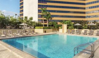 Relaxing outdoor pool area at the DoubleTree by Hilton Orlando Downtown.