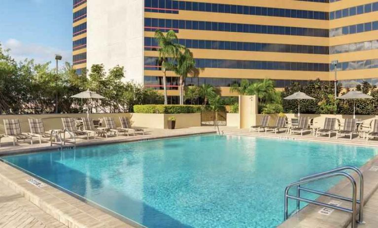 Relaxing outdoor pool area at the DoubleTree by Hilton Orlando Downtown.