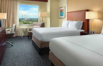 Comfortable and spacious 2 queen size beds suite at the Hilton Orlando.