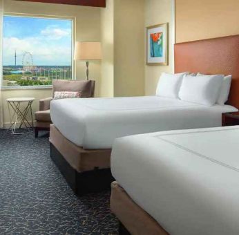 Comfortable and spacious 2 queen size beds suite at the Hilton Orlando.