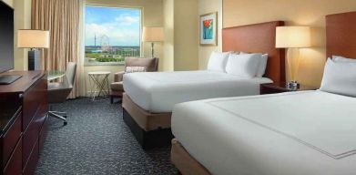 Comfortable and spacious 2 queen size beds suite at the Hilton Orlando.