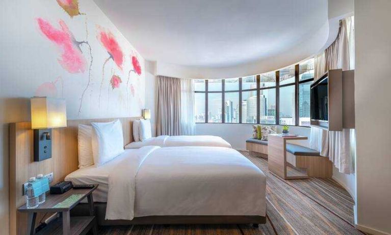 Spacious and stylish room with views of KL Tower at the Hilton Garden Inn Kuala Lumpur Jalan Tuanku Abdul Rahman South.