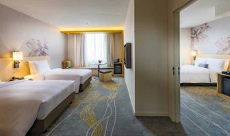 Spacious twin deluxe room at the Hilton Garden Inn Kuala Lumpur Jalan Tuanku Abdul Rahman North.