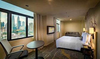 Queen room with beautiful views of KL Tower at the Hilton Garden Inn Kuala Lumpur Jalan Tuanku Abdul Rahman North.