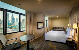 Queen room with beautiful views of KL Tower at the Hilton Garden Inn Kuala Lumpur Jalan Tuanku Abdul Rahman North.