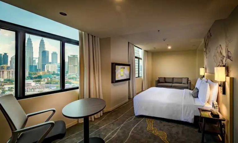 Queen room with beautiful views of KL Tower at the Hilton Garden Inn Kuala Lumpur Jalan Tuanku Abdul Rahman North.