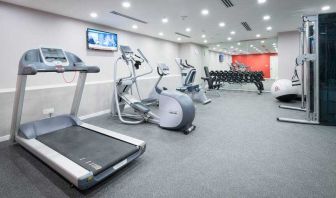 Fitness center with treadmill, exercising bike and weights at the Hilton Garden Inn Kuala Lumpur Jalan Tuanku Abdul Rahman North.