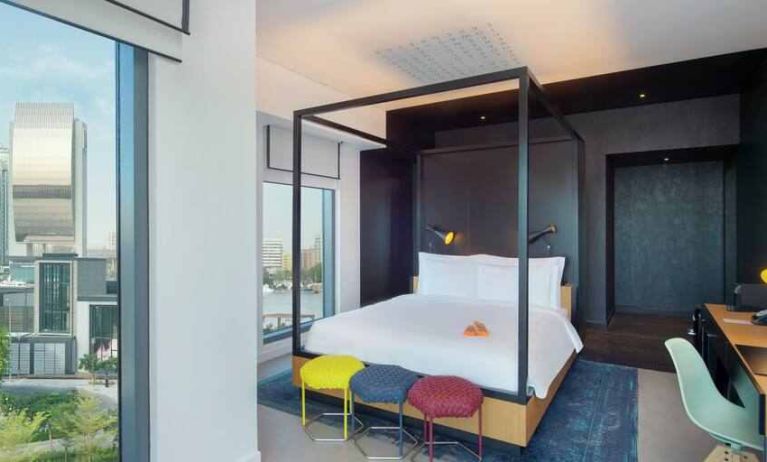 King premium room with working station and great view at the Canopy by Hilton Dubai Al Seef.