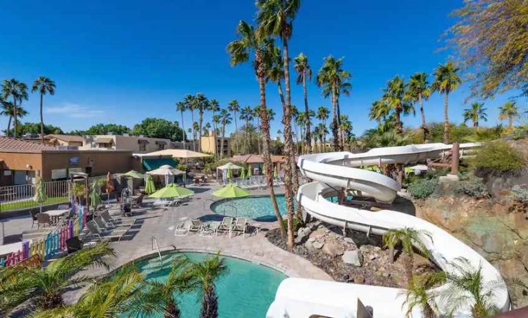 Outdoor pool slides perfect for kids and families at the Hilton Phoenix Resort at the Peak.