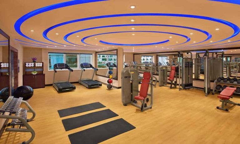 Equipped gym at the DoubleTree by Hilton Hotel and Residence Dubai Al Barsha