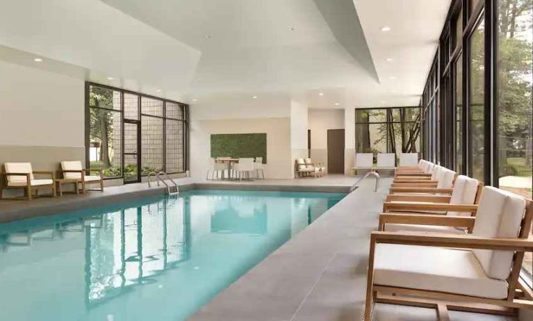 Bright and relaxing indoor pool area at the Double Tree Toronto Airport West.