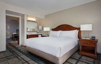 Comfortable room with king bed at the Embassy Suites by Hilton Orlando-International Drive Convention Center.