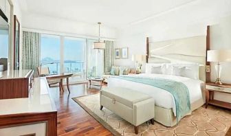 Bright and comfortable king room with sea view at the Waldorf Astoria Dubai Palm Jumeirah.