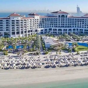 Stunning view of the resort beach at the Waldorf Astoria Dubai Palm Jumeirah.