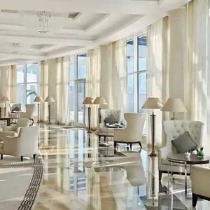 Elegant cafe perfect as workspace at the Waldorf Astoria Dubai Palm Jumeirah.