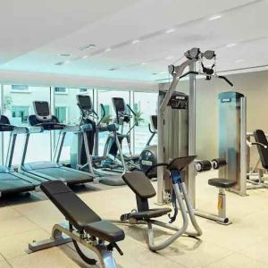 Fully equipped fitness center at the Hilton Garden Inn Dubai Mall of the Emirates.